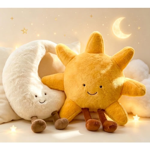 Jellycat Sun and Moon plush toy set, soft smiling Sun and Moon stuffed doll cushion, cute baby bed bedroom decoration