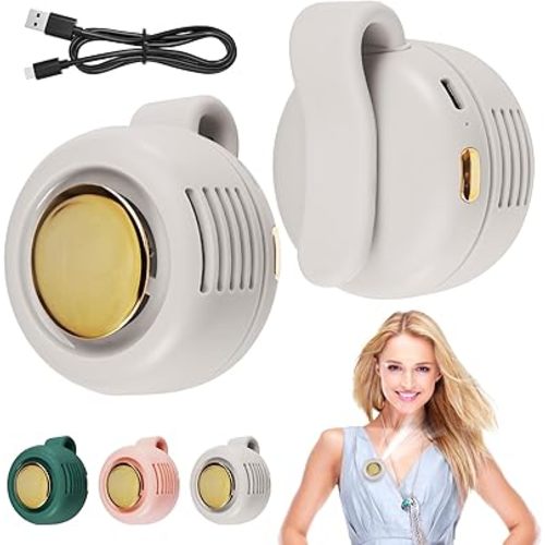 2026 New Portable Clip-On Fan, 360° Rotatable Mini Bladeless Fan for Shirt & Waist, 3-Speed Quiet Wearable Personal Fan, USB-C Rechargeable Whirlwind Fan for Outdoor, Travel & Stroller (White)