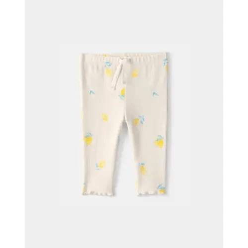 Baby Girl Lemon Rib Pants - Ivory | Carter's