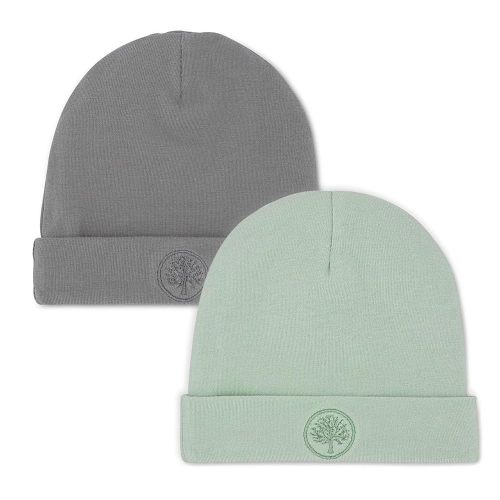 Parker Baby Beanie Hat Set 2-Pack | 100% Cotton Jersey | Double-Layered & Comfortable Fit for 0-3 Months | Neutral Colors