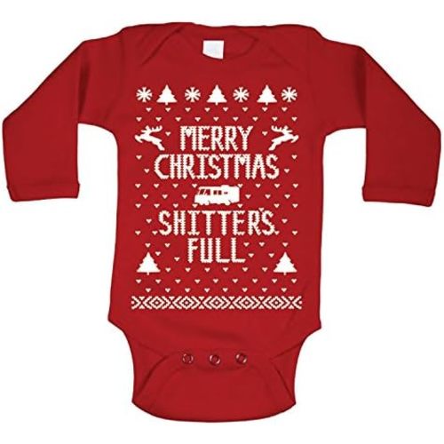 Merry Christmas Shitters Full Funny Ugly Christmas Sweater Contest Party Xmas Holiday Vacation Baby Long Sleeve One Piece