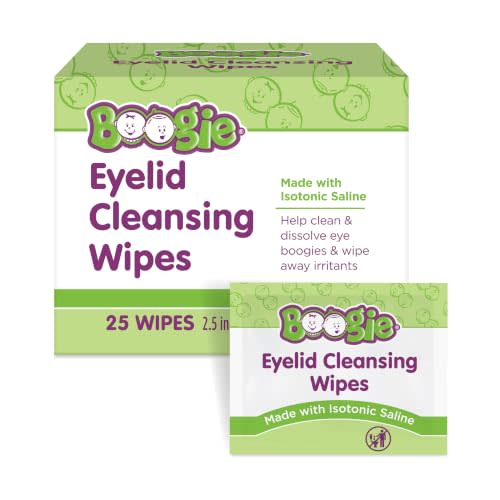Boogie Eyelid Cleansing Wipes - 25 Count - Individually Wrapped Wet Wipes for Babies, Kids & Adults - Made with Natural Saline - Baby Essentials