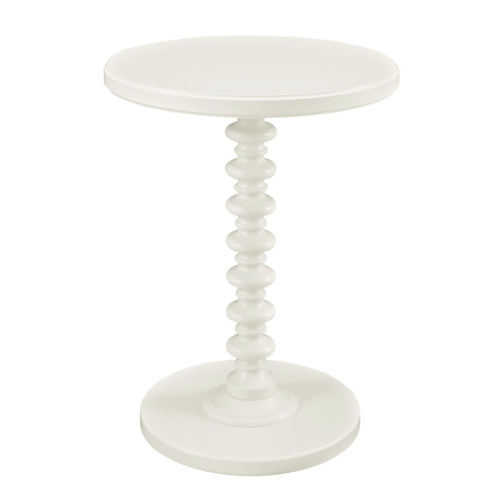 Round Wood Bobbin Pedestal End Table - World Market - White
