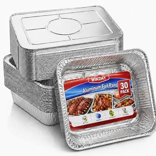 WIKDAY 30 Pack 9x13 Foil Pans with Lids Disposable Aluminum Pans