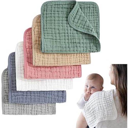 6-Pack Jumbo Muslin Cloths for Babies｜25x50cm Extra Large Burp Cloths & Swaddle Squares｜100% Cotton Ultra-Absorbent Multipurpose Cloths (Multicolor)​