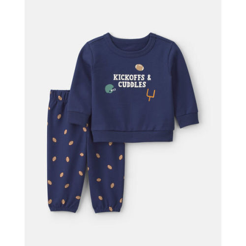 Baby Boy 2-Piece Football French Terry Pullover & Pant Set - Navy Blue | Carter's