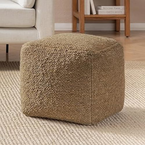 Anji Mountain Pouf Ottoman Foot Rest, Handmade Ottoman Pouf, Comfortable Foot Stool, Decorative Floor Seating for Living Room Decor, Bedroom & Home Décor Accent - Mustard