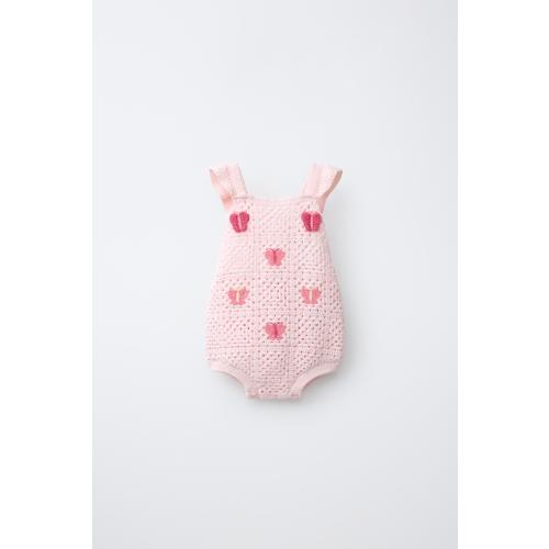 CROCHET BUTTERFLY ROMPER - Pink | ZARA United States