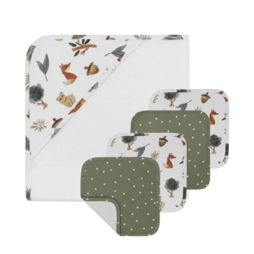 5Pk Bath Gift Set, Forest Retreat 100% Cotton