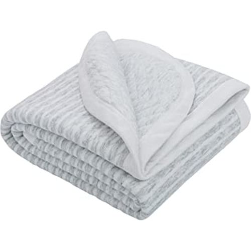 NTBAY Jersey Cotton Quilted Toddler Blanket, Breathable and Warm for Boys and Girls Baby Blanket, 30x40 Inches, Grey Wave