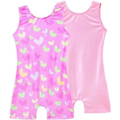 Girls Gymnastics Leotards 2 Pack Sparkly Sleeveless Biketards