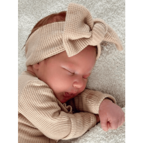 Organic Waffle Knot Bow, Tan – SpearmintLOVE
