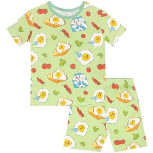 GUISBY Baby Kids Pajamas Set, 2-Piece Short Sleeve Sleepwear, Soft Breathable Printed Pajamas 18 Months–7 Years