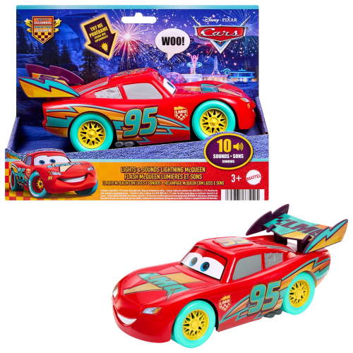 Disney Pixar Cars Race to Celebrate Lights and Sounds Lightning McQueen, Large-Scale Toy Vehicle