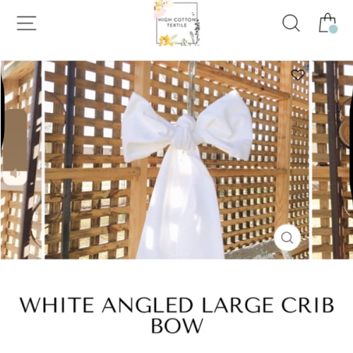 White Angled Large Crib Bow | High Cotton Textile