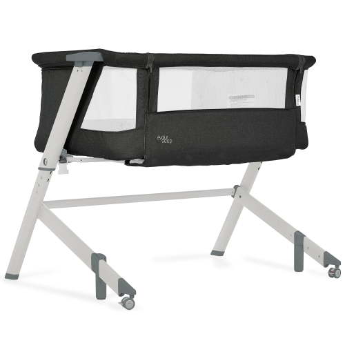 evolur Stellar Bassinet and Bedside Sleeper, Adjustable Height, Mesh Sides, Portable, Black
