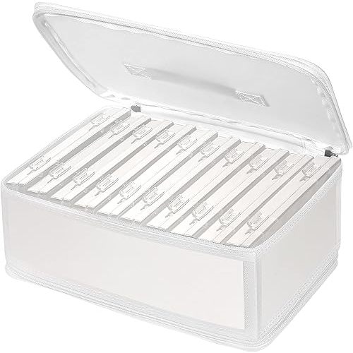 Photo Storage Bag 4x6, 10 Inner Large Photo Storage Box Photo Cases Store up to 1000 Photos, Photo Organizer Cards Craft Keeper with Handle for Photo Puzzles Cards Seed Packets (White)