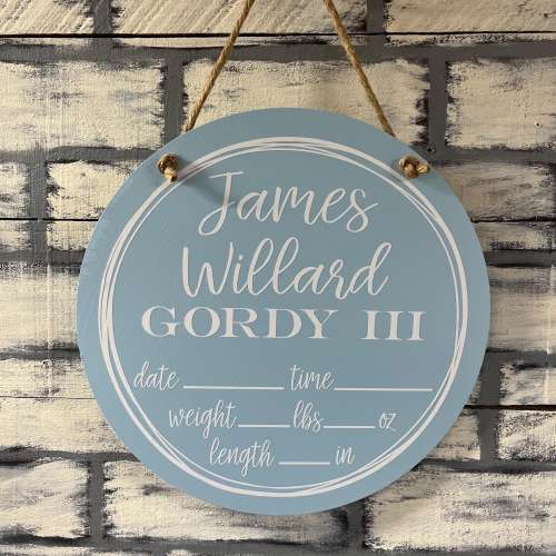 Personalized Overlapping Circles Baby Door Hanger | Hospital Birth Stats Sign | Custom Nursery Decor | Round | Baby Shower Gift | Boy | Girl