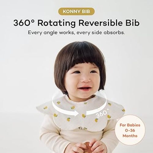 Konny Baby Bib 3/5/7-Pack Set, 360 ​​° Rotate, Soft and Absorbent Drooling for Toddler Boys Girls Baby Essentials