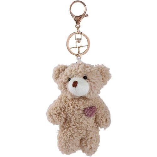 BWESOO Brown Bear Plush Keychain, Stuffed Animals Bag Pendant, Kawaii Plush Rabbit Keychain, DIY Trinket Dog Keyring Car Pink Heart Teddy Bears Automobile