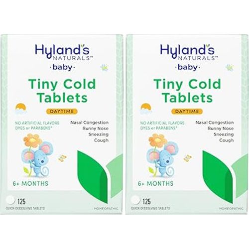 Hyland's Baby Tiny Cold Tablets, Natural Relief of Runny Nose, Congestion, and Occasional Sleeplessness Due to Colds, 125 Quick-Dissolving Tablets (Pack of 2)