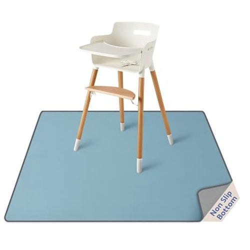 Blissful Diary Baby Splat Mat for Under High Chair, Splash Mat, Slate Blue