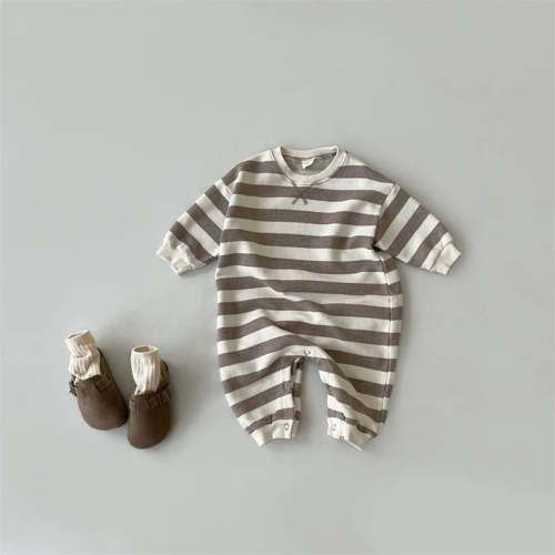 Casual Long Sleeve Striped Romper – August + Willow