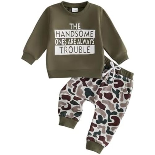 Toddler Baby Boy Fall Outfit Sweatshirt Camo Pants Set 2Pcs Hunting Outfit