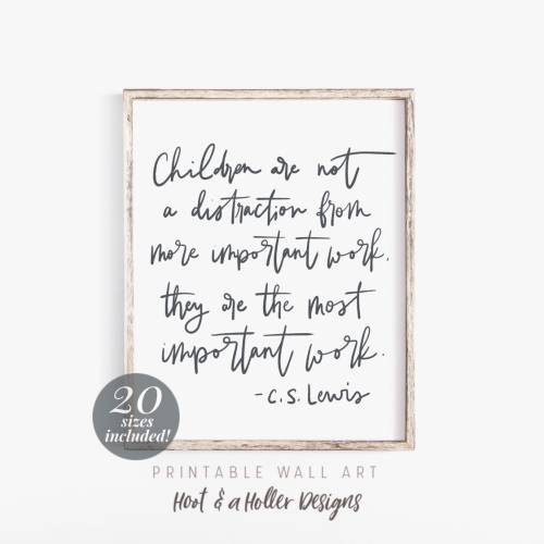 C.S. Lewis Quote Print | Children are Important Wall Art (Digital Download)
