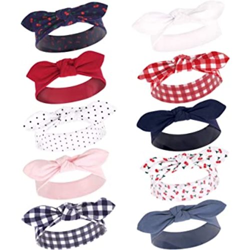 Hudson Baby Cotton and Synthetic Headbands, Size 0-24 Months