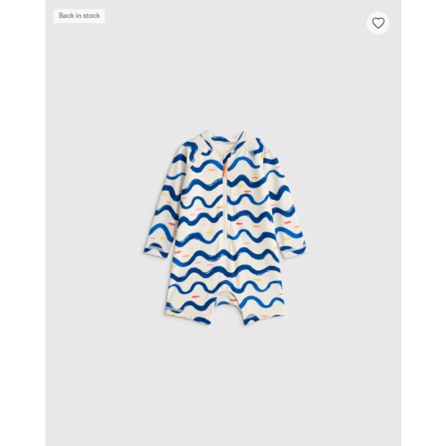 Long Sleeve Zip-Up Rash Guard One-Piece - Baby in Wavy Fish