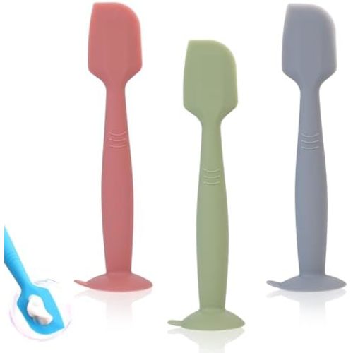 Baby Diaper Cream Spatula Applicator 3 Pack Butt Paste Spatula Soft Silicone,Diaper Rash Cream Applicator, Baby Essentials Must Haves Newborn Stuff (Red Green Grey)