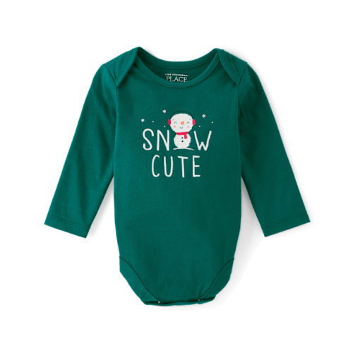 Baby Christmas Reindeer Graphic Bodysuit - Green
