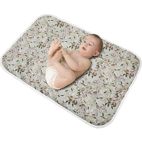 Baby Diaper Changing Pad, 21 5/8" x 31.5" Waterproof Changing Pad Liners - Reusable Soft and Absorbent Portable Changing Mat(Leaf1PCS)