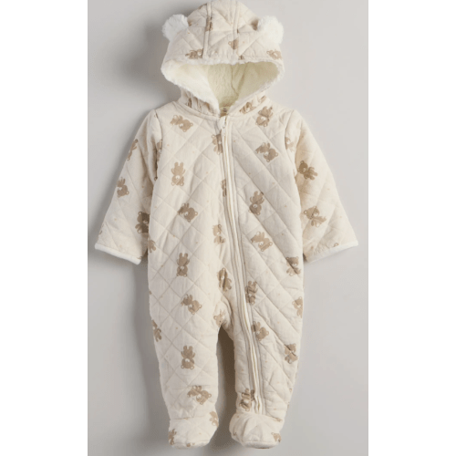 Ear Appliqué Quilted Faux Fur Lined Hooded Bunting - 6m