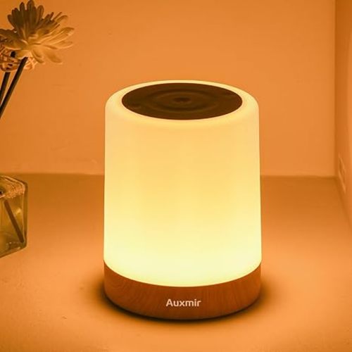 Auxmir Nursery Night Light for Baby, Rechargeable Touch Lamp for Breastfeeding & Diaper Changes, 256 RGB Colors 5 Brightness Levels, 1/2/3H Timer, Portable Bedside Night Light for Kids Bedroom, Brown