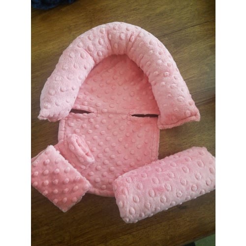 Minky Baby Car Seat Cover Bundle Set - Infant Car Seat Cushions - Infant Head Support Pillow - Arm Cushion - Infant Strap Covers