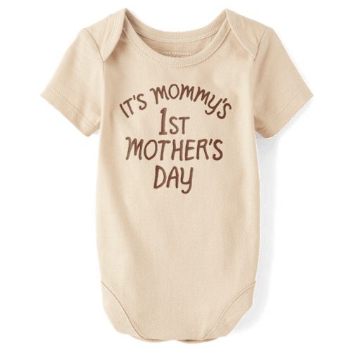 Baby Mommy's First Mother's Day Graphic Bodysuit - Tan