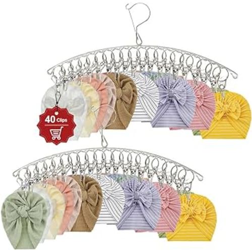 40 Clips Hat Holder Storage for Door Wall, Hat Hangers for Closet Organizer and Storage for Baseball Caps, Beanie & Accessories(26-02)