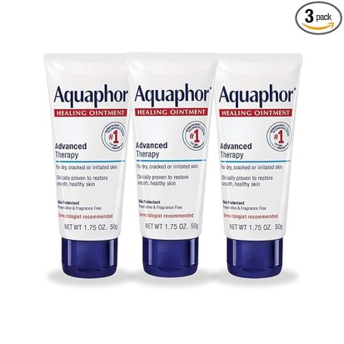 Aquaphor Advanced Therapy Healing Ointment, Hypoallergenic, Fragrance Free Body Moisturizer for Dry Skin and Minor Wound Care, Travel Size Skin Care Set, 1.75 Oz Tube, Pack of 3