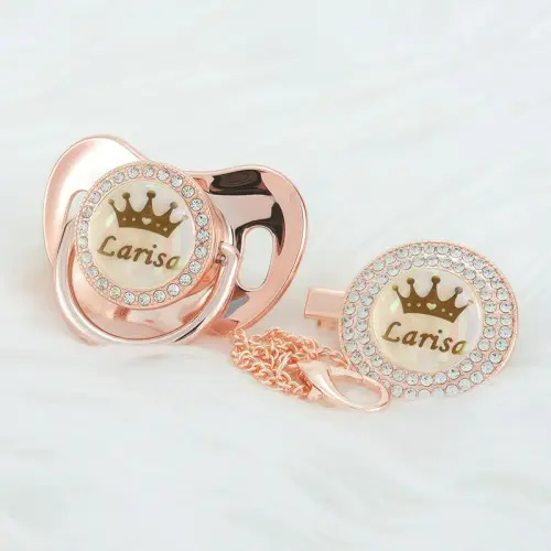 MIYOCAR Custom Gold Bling Diamond Baby Pacifier with Clip Se - TikTok Shop