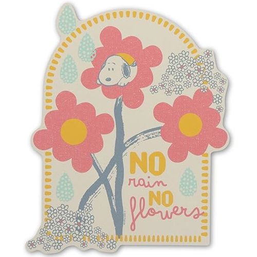 Open Road Brands Peanuts Snoopy No Rain No Flowers Wood Wall Decor