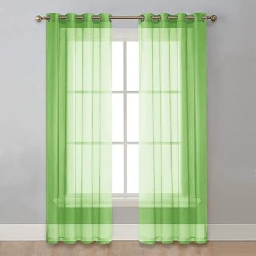 Set of 2 Panels Sheer Curtains for Bedroom Living Room Light Filtering Solid Voile Curtain Window Treatments Green 51 x 94 Inch