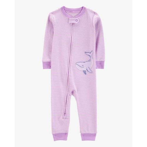 Baby Whale Striped Snug Fit Cotton Footless 1-Piece Pajamas - Purple - Carter's | Carter's