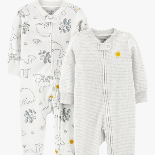 Simple Joys by Carter's Unisex Baby 2-way Zip Thermal Footed Sleep and Play, Pack of 2