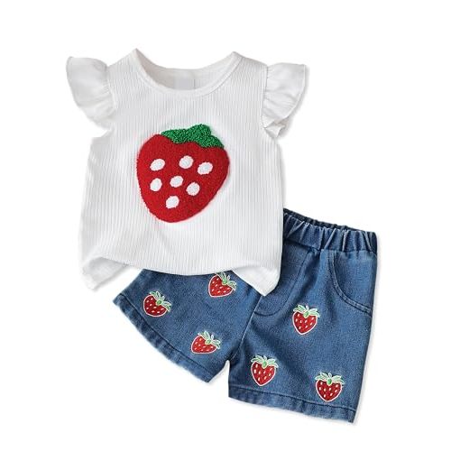 Toddler Girl Clothes Baby Girl Summer Outfits Ruffle Sleeveless Shirts Tops Shorts Set for Girl Clothing