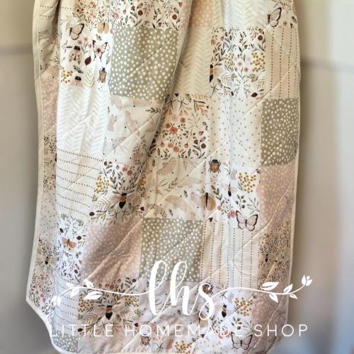 Soft Wildflowers / Garden Baby / Toddler quilt / blush and sage / watercolor  / Bees
