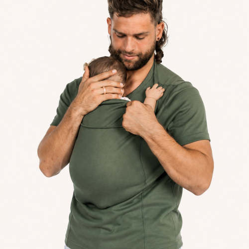 Moss | The Beelaunch Dad Shirt™ | Kangaroo Pouch Baby Carrier Shirt for Dads & Newborns