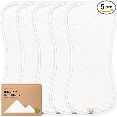 KeaBabies 5-Pack Organic Burp Cloths Baby Girl, Boy - Extra Large, Absorbent Baby Burp Cloths,Soft Burping Cloths for Babies,Newborn Burp Clothes,Cotton Burp Rags,Thick Burp Cloth(Soft White/Quin)