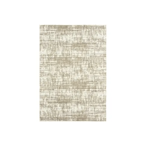 5'3"x7'5" Rug-Distressed Soft Shag Fiber Ivory/Taupe | Solid | High Pile | Rectangle